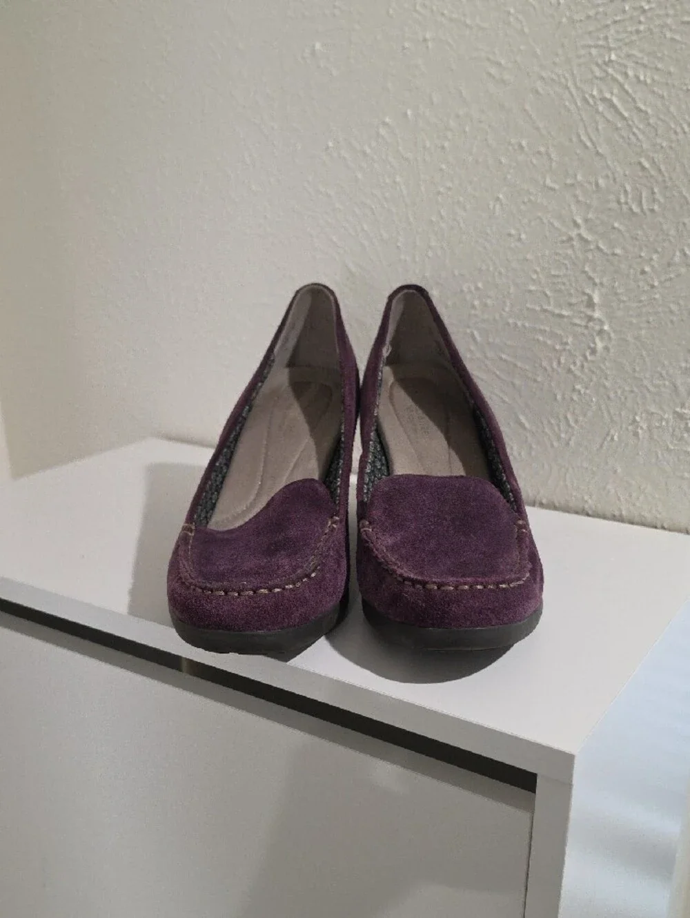 Naturalizer Purple Suede Wedge Loafers